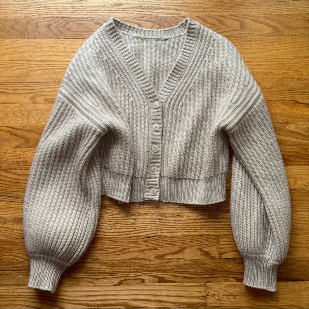 NAADAM Luxe Wool Cashmere Cardigan Oatmeal S